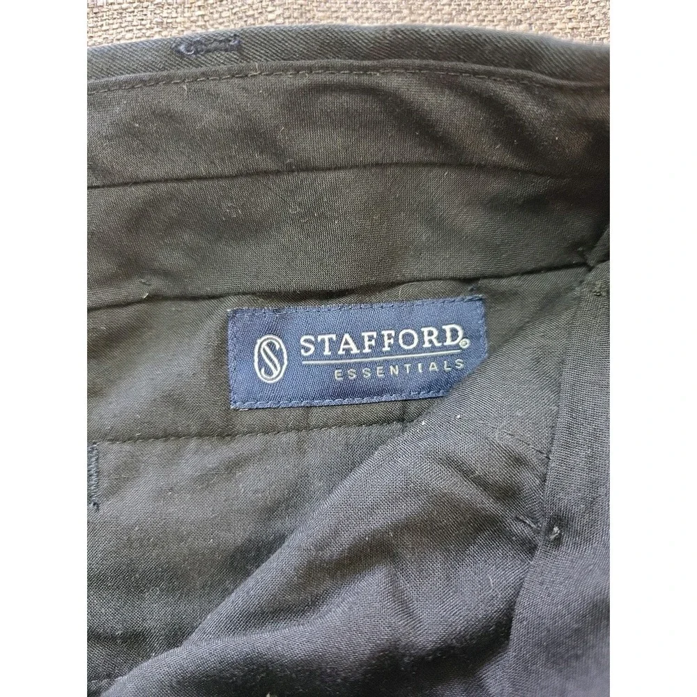 Stafford Essentials Dress Pants Mens Classic Fit 34x34 Black Pleated